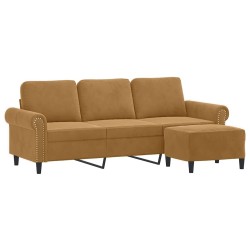 Canapé à 3 places avec repose-pieds Marron 180 cm Velours 582745582745