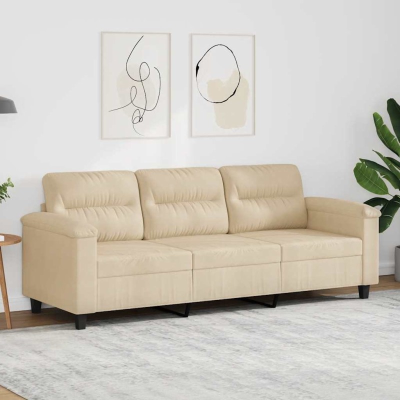 Canapé à 3 places Crème 180 cm Tissu microfibre 582748582748