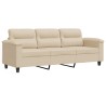 Canapé à 3 places Crème 180 cm Tissu microfibre 582748582748