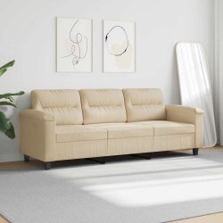Canapé à 3 places Crème 180 cm Tissu microfibre 582748582748
