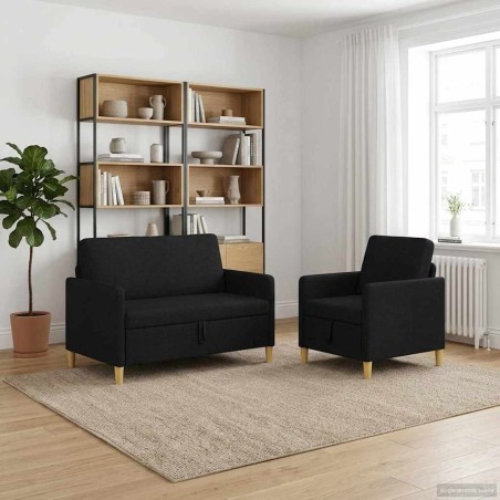 Canapé avec rangement 2 pcs Noir Polyester 582750582750