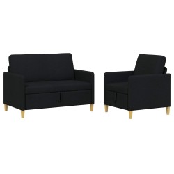 Canapé avec rangement 2 pcs Noir Polyester 582750582750