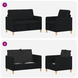 Canapé avec rangement 2 pcs Noir Polyester 582750582750
