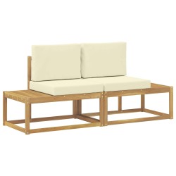 Canapé d'extérieur en bout 2 Pièce Blanc Bois d'Acacia Massif 582756582756