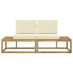 Canapé d'extérieur en bout 2 Pièce Blanc Bois d'Acacia Massif 582756582756