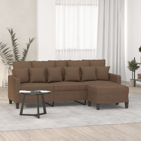 Canapé à 3 places avec repose-pieds Marron 180 cm Tissu 582757582757