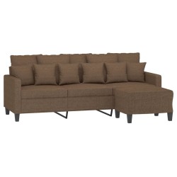 Canapé à 3 places avec repose-pieds Marron 180 cm Tissu 582757582757