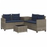 Canapé de jardin avec table et coussins en forme de L gris 582759582759
