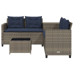 Canapé de jardin avec table et coussins en forme de L gris 582759582759