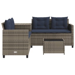 Canapé de jardin avec table et coussins en forme de L gris 582759582759