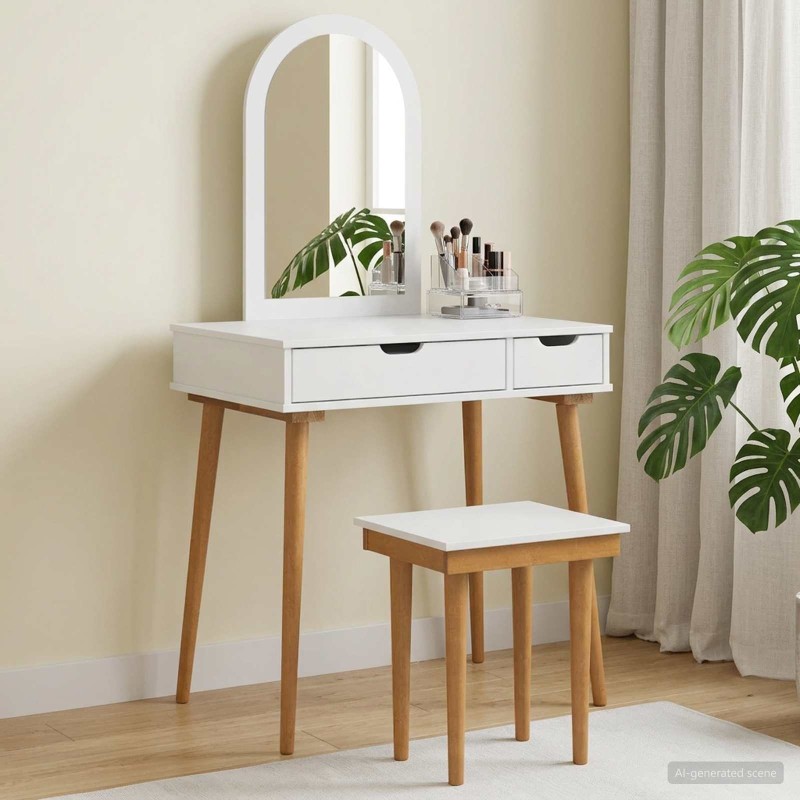 Ensemble de Coiffeuse FAUSKE 3 pcs Blanc 76 x 50 x 143 cm 582760582760