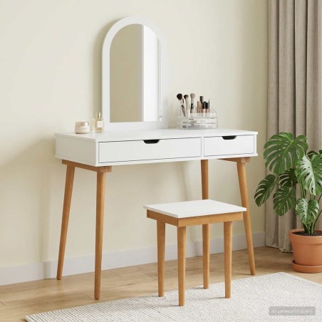 Ensemble de Coiffeuse FAUSKE 3 pcs Blanc 100 x 50 x 143 cm 582763582763