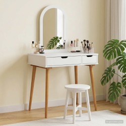 Ensemble de Coiffeuse FAUSKE 2 pcs Blanc 76 x 50 x 143 cm 582764582764