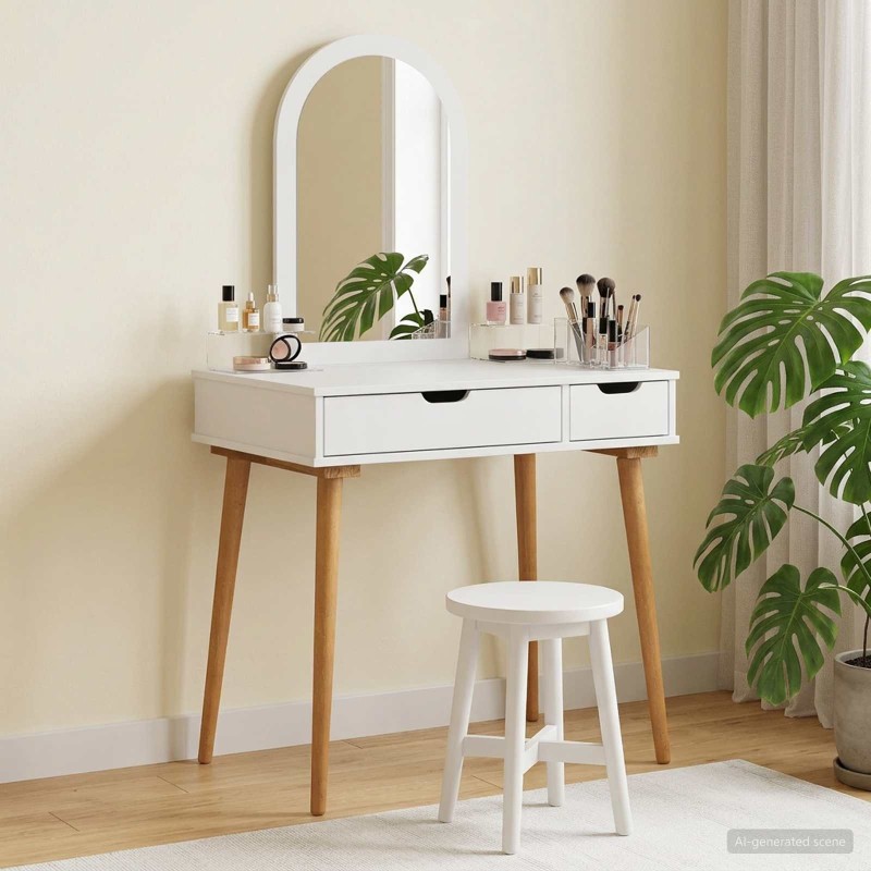 Ensemble de Coiffeuse FAUSKE 2 pcs Blanc 76 x 50 x 143 cm 582764582764