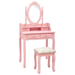 Ensemble de coiffeuse avec tabouret Rose 75x69x140 cm Paulownia 582765582765