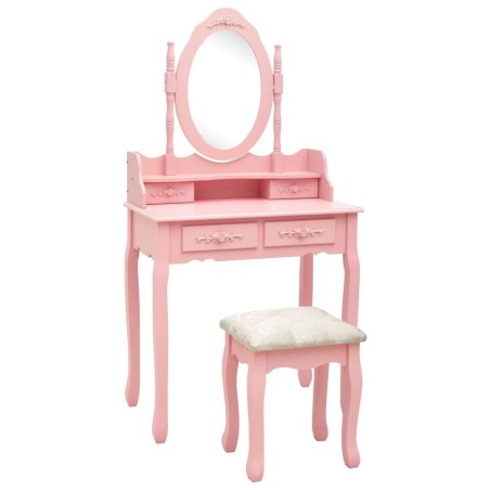 Ensemble de coiffeuse avec tabouret Rose 75x69x140 cm Paulownia 582765582765