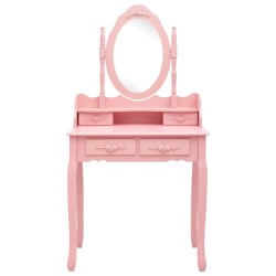 Ensemble de coiffeuse avec tabouret Rose 75x69x140 cm Paulownia 582765582765
