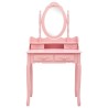 Ensemble de coiffeuse avec tabouret Rose 75x69x140 cm Paulownia 582765582765