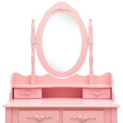 Ensemble de coiffeuse avec tabouret Rose 75x69x140 cm Paulownia 582765582765