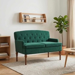 Canapé love seat avec capitonnage en boutons Vert foncé Velours 582775582775