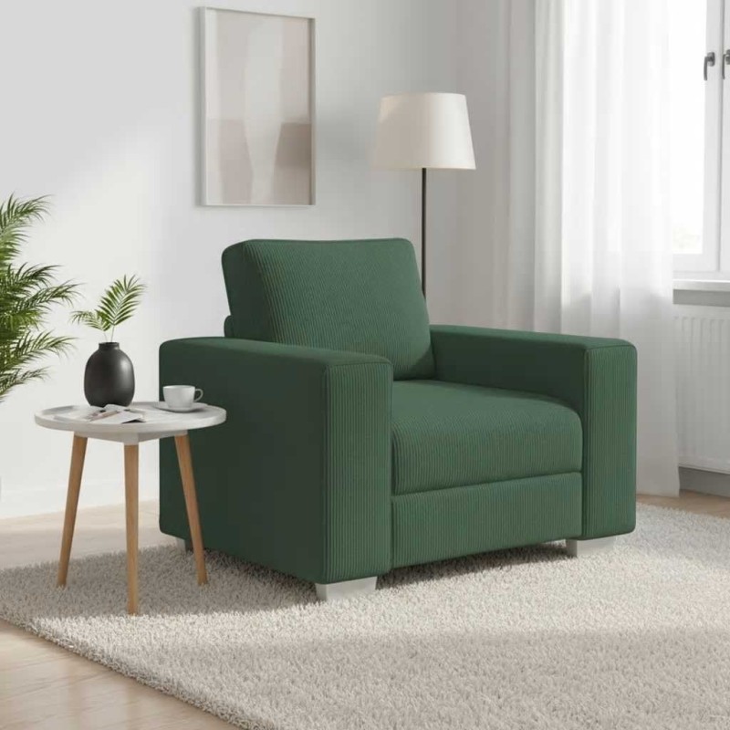Canapé/Fauteuil vert foncé 100x77x82 cm en tissu velours côtelé 582787582787