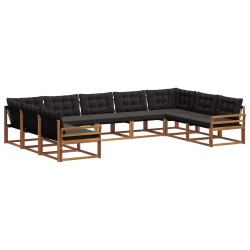 Ensemble de canapés d'extérieur 9 pcs Naturel et Noir 582800582800
