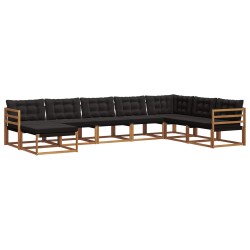 Ensemble de canapés d'extérieur 8 pcs Naturel et Noir 582802582802