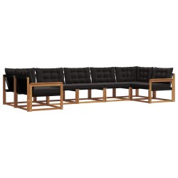 Ensemble de canapés d'extérieur 7 pcs Naturel et Noir 582808582808