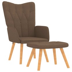 Chaise de relaxation avec tabouret Marron Tissu 582832582832