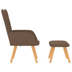 Chaise de relaxation avec tabouret Marron Tissu 582832582832