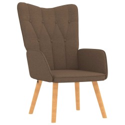 Chaise de relaxation avec tabouret Marron Tissu 582832582832