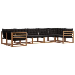 Ensemble de canapés d'extérieur 7 pcs Naturel et Noir 582837582837