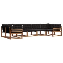 Ensemble de canapés d'extérieur 7 pcs Naturel et Noir 582847582847