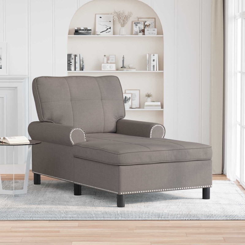 Chaise longue avec coussin Taupe 91 x 157 x 91 cm tissu 582848582848