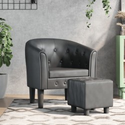 Chaise cabriolet avec repose-pied gris similicuir 582857582857