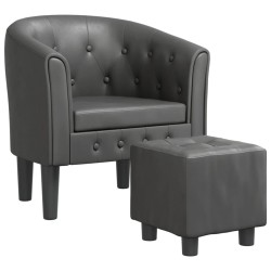 Chaise cabriolet avec repose-pied gris similicuir 582857582857