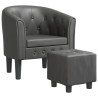 Chaise cabriolet avec repose-pied gris similicuir 582857582857
