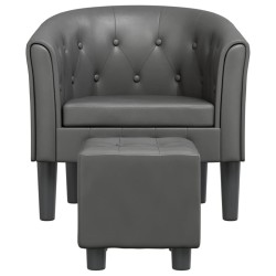 Chaise cabriolet avec repose-pied gris similicuir 582857582857