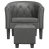 Chaise cabriolet avec repose-pied gris similicuir 582857582857
