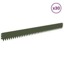Bordure de Pelouse 30 pcs 103 x 10 cm Acier Vert olive 582876582876