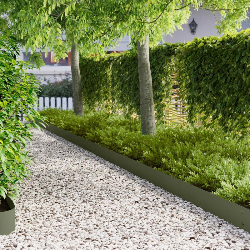 Bordure de Pelouse 30 pcs 103 x 20 cm métal Vert olive 582878582878