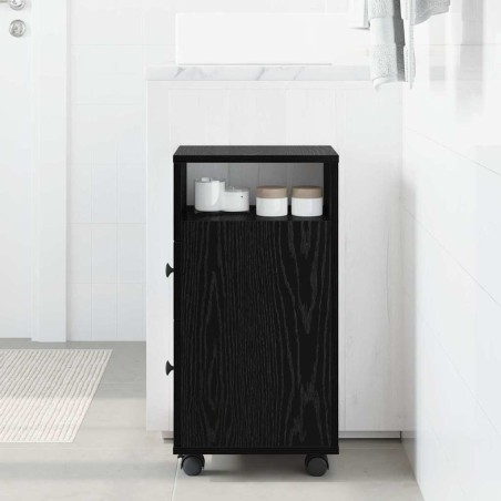 Ensemble de mobilier de salle de bain avec roue Chêne noir 582885582885