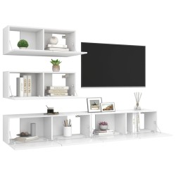 Ensemble de meubles TV 4 pcs Blanc Bois d'ingénierie 582889582889