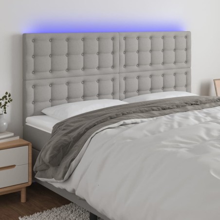 Tête de lit à LED Gris clair 200x5x118/128 cm Tissu 582890582890