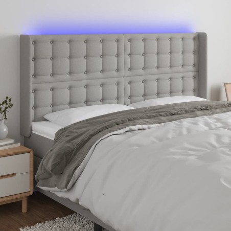 Tête de lit à LED Gris clair 203x16x118/128 cm Tissu 582891582891