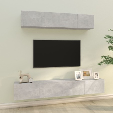 Ensemble de meubles TV 4 pcs Gris béton Bois d'ingénierie 582895582895
