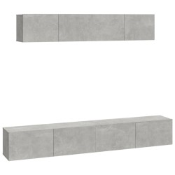 Ensemble de meubles TV 4 pcs Gris béton Bois d'ingénierie 582895582895