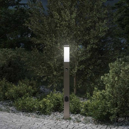 Borne lumineuse avec détecteur et prise 80 cm acier inoxydable IP44 582898582898