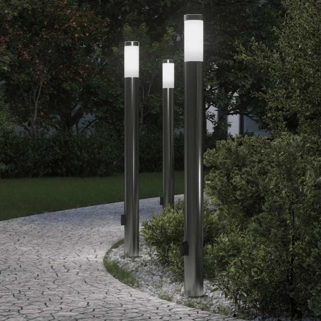 Borne lumineuse avec sortie lot de 3 110 cm acier inoxydable IP44 582899582899