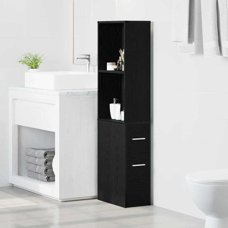 Ensemble de mobilier de salle de bain Montage mural Chêne noir 582902582902